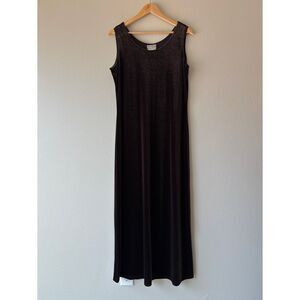 cold water creek brown velvet sleeveless maxi dress